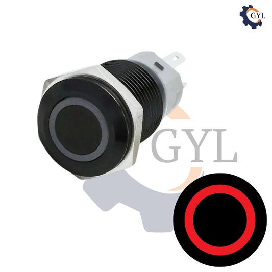 16mm Size Metal Latching Type RED Led Push Button Switch 5V-24v DC