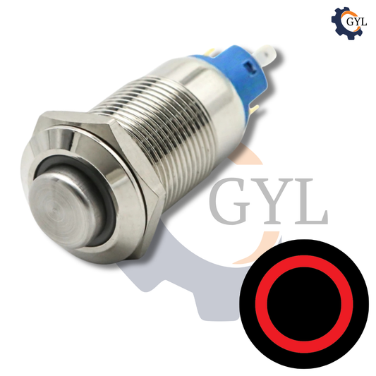 12mm Size RED Led Stainless Steel Latching Type Push Button Switch 5v-24v DC