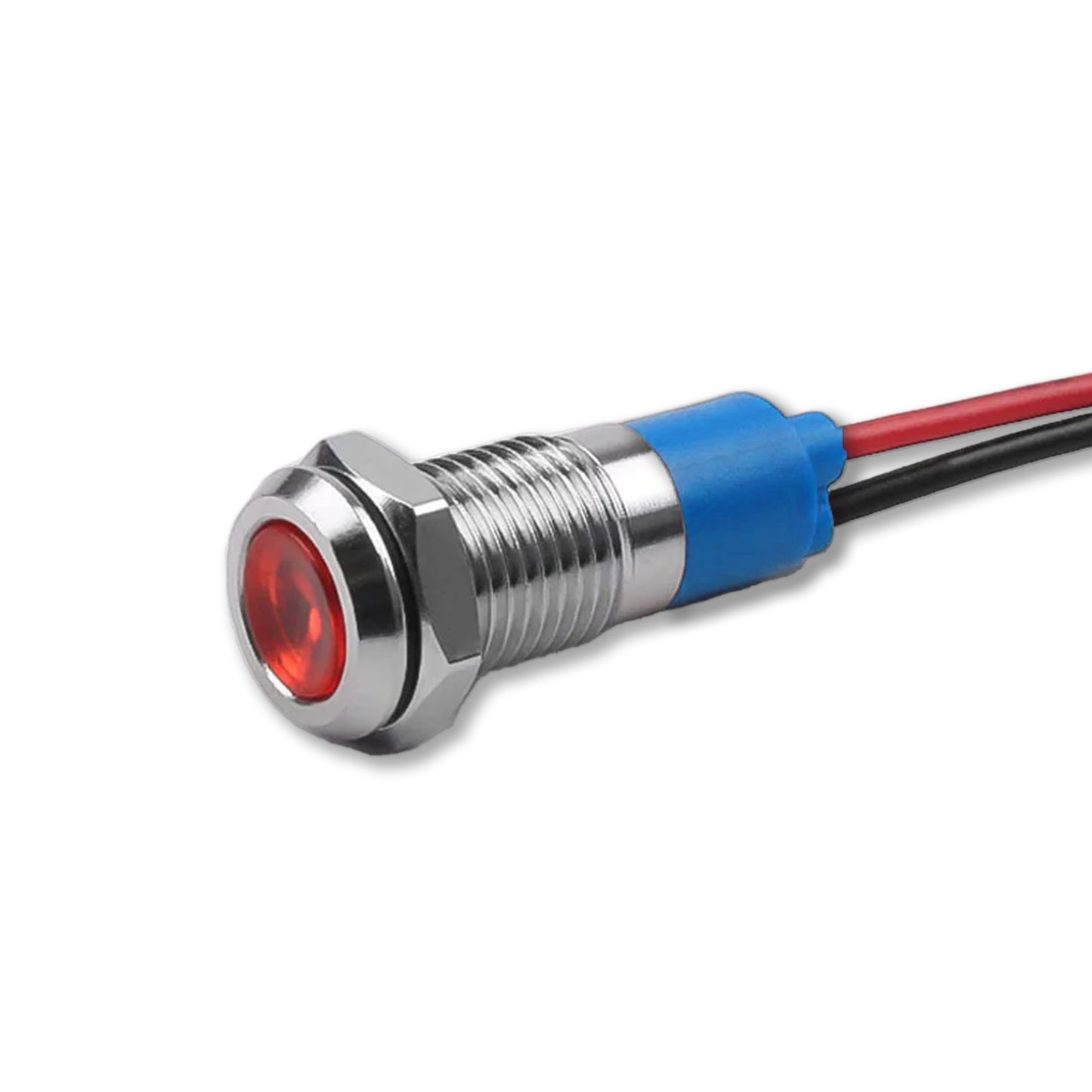 Panel Mount LED Indicator Light 8mm–22mm | Metal Body | 220V AC & 12V/24V DC | IP65 Waterproof Signal Lamp | Red, Green, Blue, White Colors