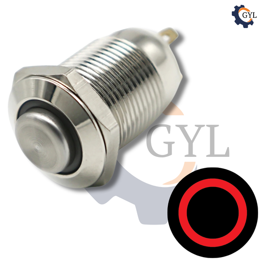 12mm Size RED Led Stainless Steel Momentary Type Push Button Switch 5v-24v DC