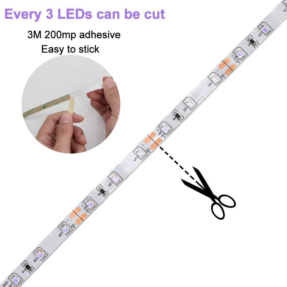 12V DC 2835 Ultraviolet 395nm (385-400nm) LED Strip Light UV LED