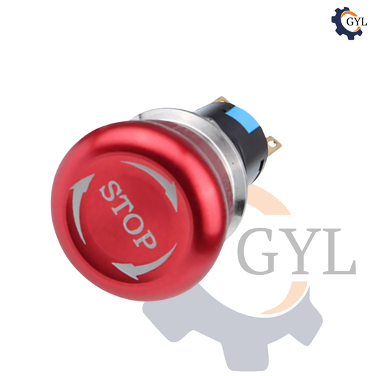 19mm Emergency STOP Latching Metal Push Button Rounded edge (3 Pin)
