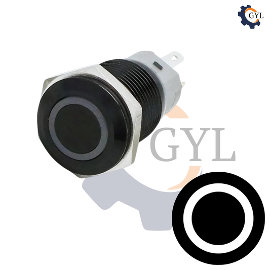 16mm Size Metal Latching Type WHITE Led Push Button Switch 5V-24v DC