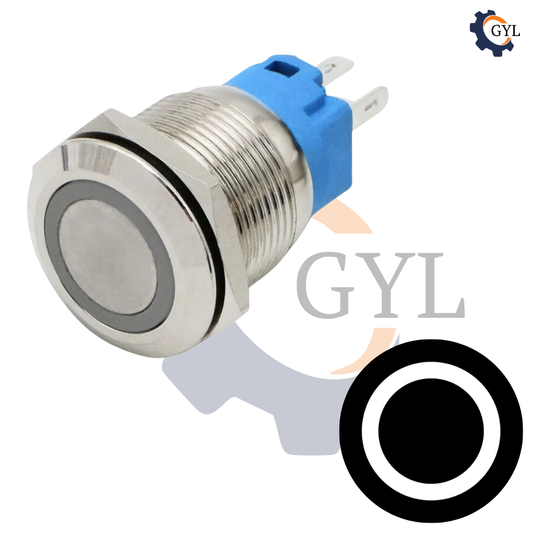 22mm Size WHITE Led Stainless Steel Latching Type Push Button Switch 5V-24V DC