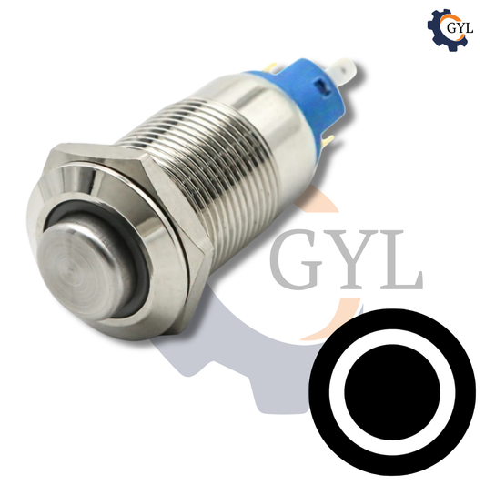 12mm Size WHITE Led Stainless Steel Latching Type Push Button Switch 5v-24v DC