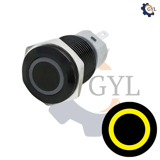 16mm Size Yellow Led Metal Latching Type Push Button Switch 5v-24v DC