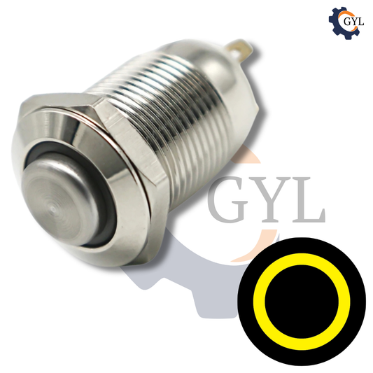 12mm Size Yellow Led Stainless Steel Momentary Type Push Button Switch 5v-24v DC