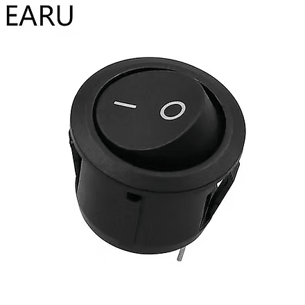 20mm Round Rocker Switches Black (2 Pin) 12v DC/220v AC