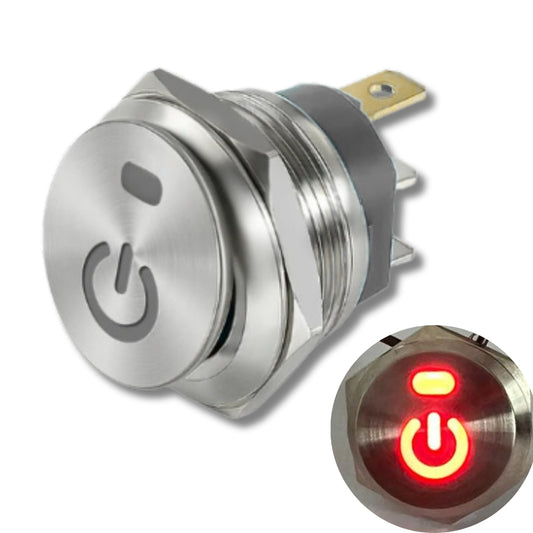 22mm Stainless steel Rocker Switch DPDT RED LED