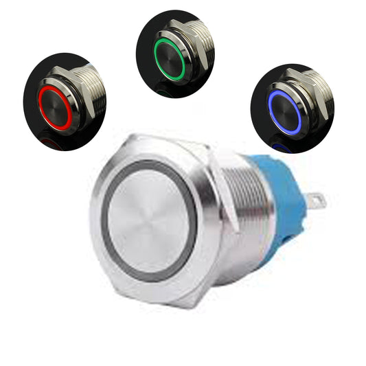 16mm Momentary Stainless Steel RGB LED Pushbutton switch 12v DC (5-24v)